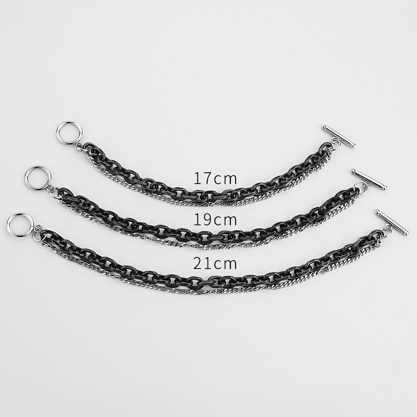 ダブルチェーン 切面リンク チタンブレスレット / Double Chain Cut Link Titanium Bracelet