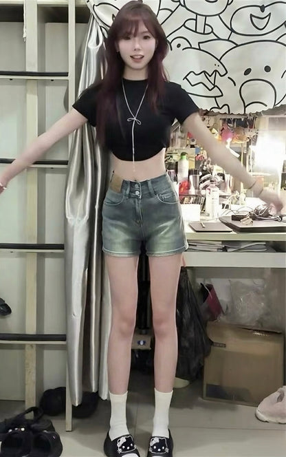 ハイウエスト デニムショーツ / High Waist Denim Shorts
