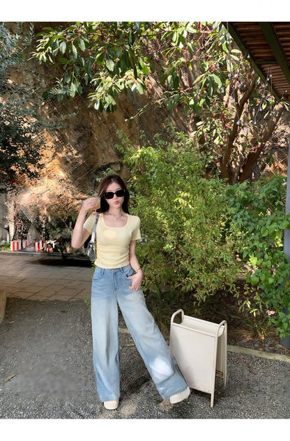 スクエアネック クロップTシャツ / Square Neck Crop Tee
