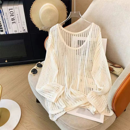 透かし編み ニットカバートップス / Crochet Knit Cover Top