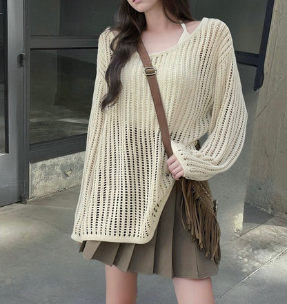透かし編み ニットカバートップス / Crochet Knit Cover Top