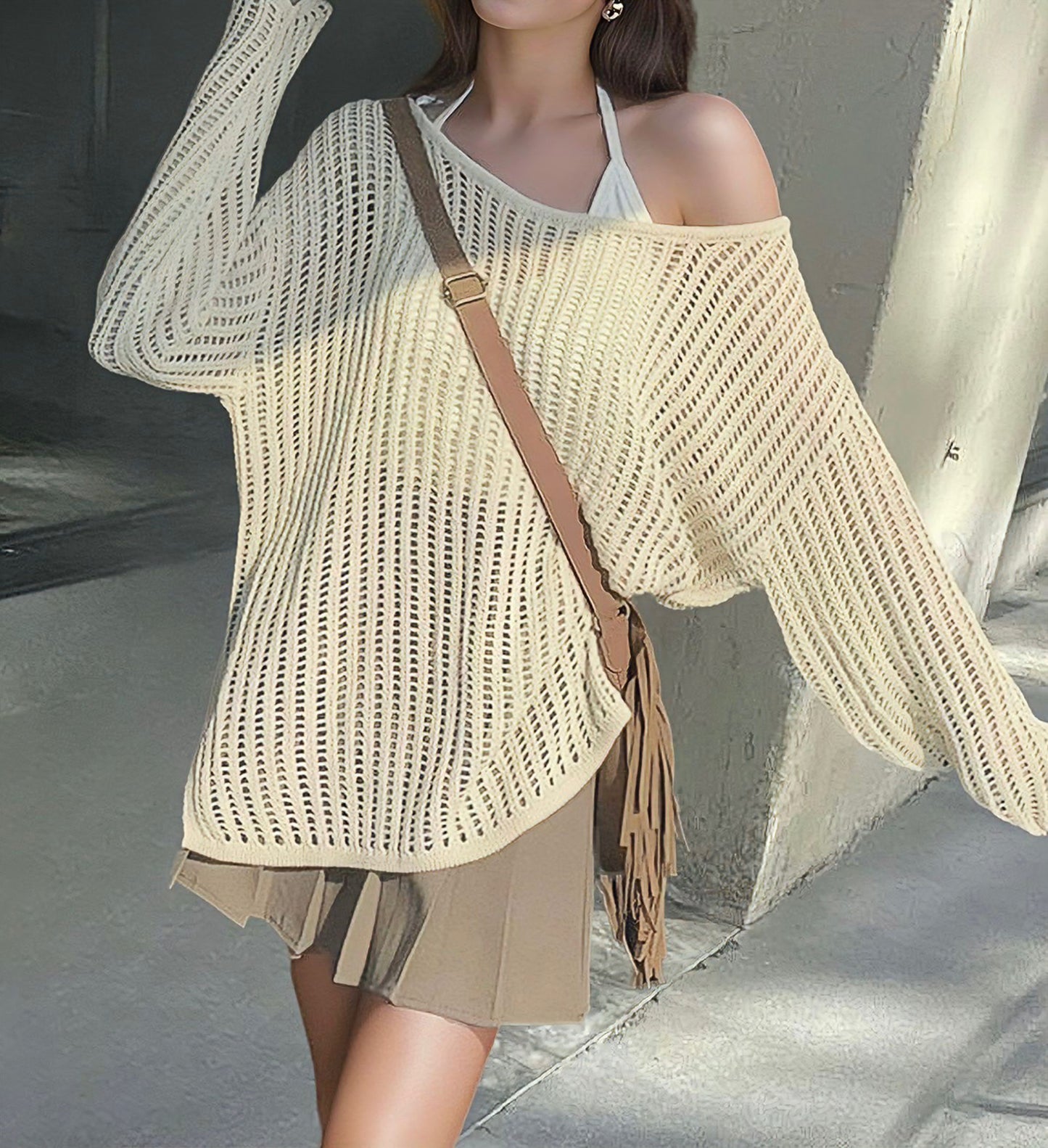 透かし編み ニットカバートップス / Crochet Knit Cover Top