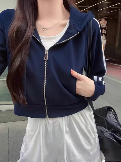 三本ライン ジップアップ フーディ / Striped Zip-Up Hoodie Jacket