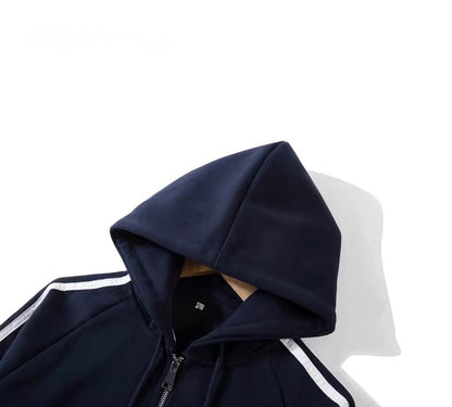 三本ライン ジップアップ フーディ / Striped Zip-Up Hoodie Jacket