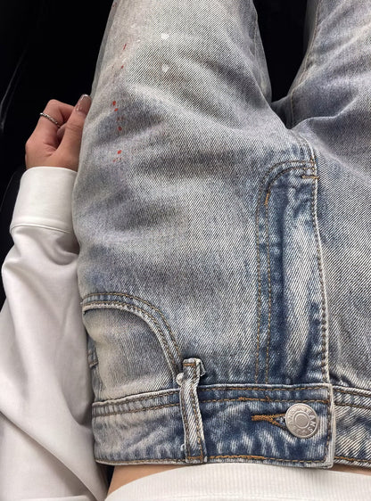 ペインテッドウォッシュ ダメージ ハイウエストデニム / Painted Wash Damage High Waist Denim