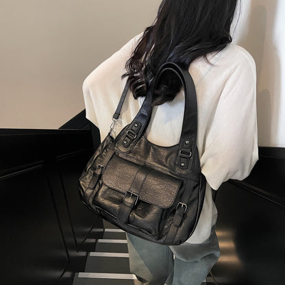 ヴィンテージ 3WAY 大容量 PUレザートートバッグ / Vintage 3WAY Large PU Tote Bag