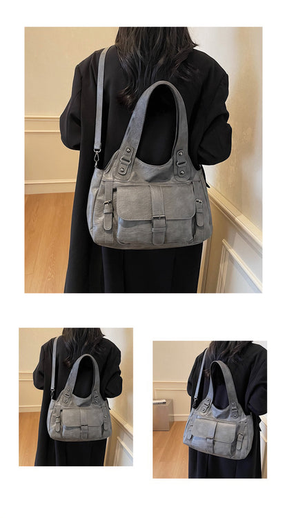 ヴィンテージ 3WAY 大容量 PUレザートートバッグ / Vintage 3WAY Large PU Tote Bag