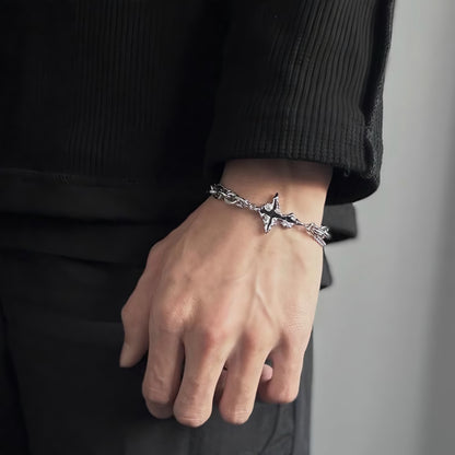 ダブルチェーン クロスチャーム チタンブレスレット / Double Chain Cross Charm Titanium Bracelet