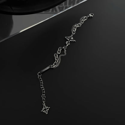 ダブルチェーン クロスチャーム チタンブレスレット / Double Chain Cross Charm Titanium Bracelet