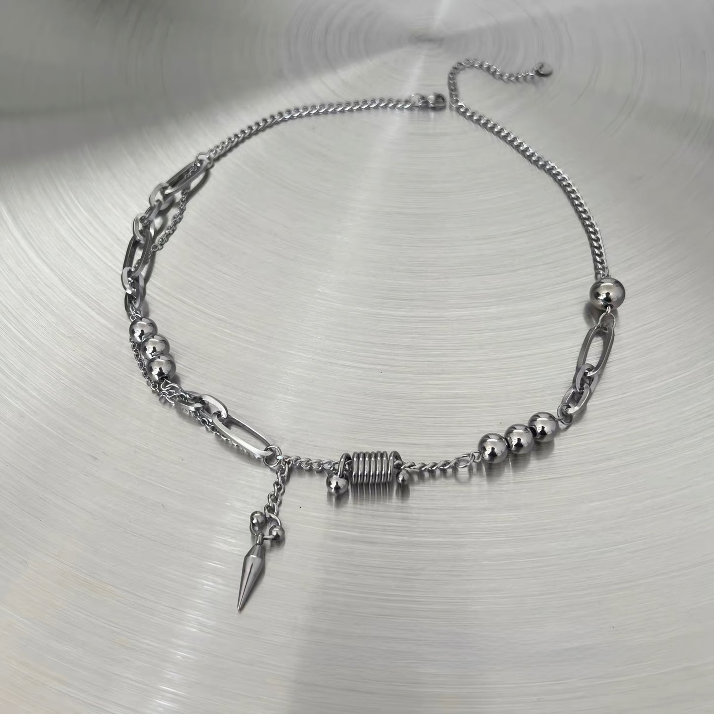 拼接チェーン 異素材ミックス チタンネックレス / Mixed Chain Titanium Necklace