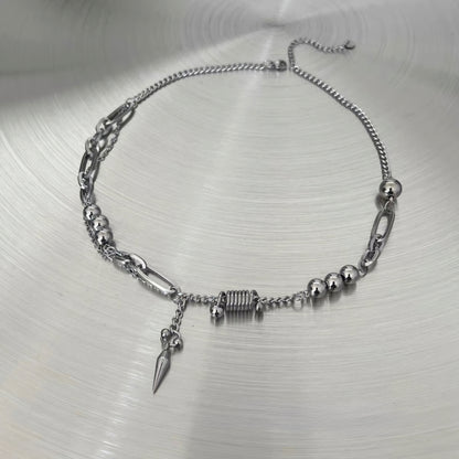 拼接チェーン 異素材ミックス チタンネックレス / Mixed Chain Titanium Necklace