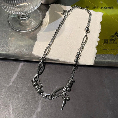 拼接チェーン 異素材ミックス チタンネックレス / Mixed Chain Titanium Necklace