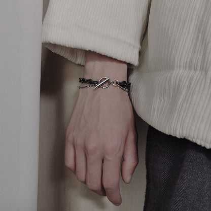 ダブルチェーン 切面リンク チタンブレスレット / Double Chain Cut Link Titanium Bracelet