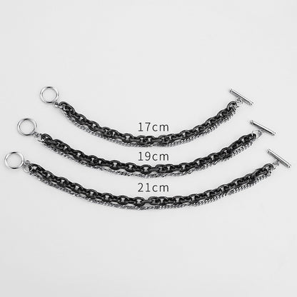 ダブルチェーン 切面リンク チタンブレスレット / Double Chain Cut Link Titanium Bracelet