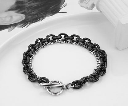 ダブルチェーン 切面リンク チタンブレスレット / Double Chain Cut Link Titanium Bracelet
