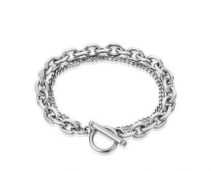 ダブルチェーン 切面リンク チタンブレスレット / Double Chain Cut Link Titanium Bracelet