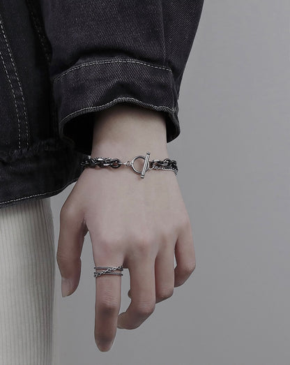 ダブルチェーン 切面リンク チタンブレスレット / Double Chain Cut Link Titanium Bracelet