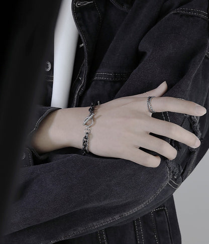 ダブルチェーン 切面リンク チタンブレスレット / Double Chain Cut Link Titanium Bracelet